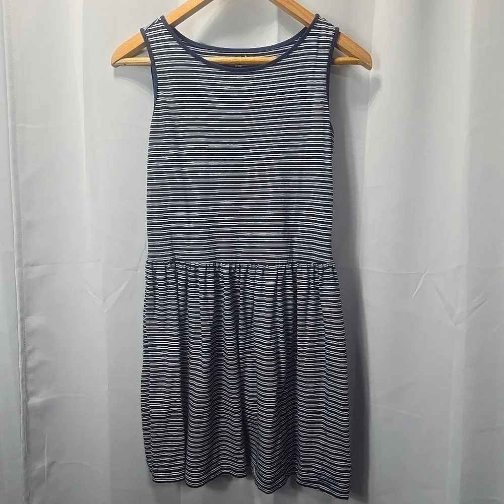 Gymboree Navy Blue Striped Sleeveless Dress Drop Waist Kids Girls XL 14 Nautical